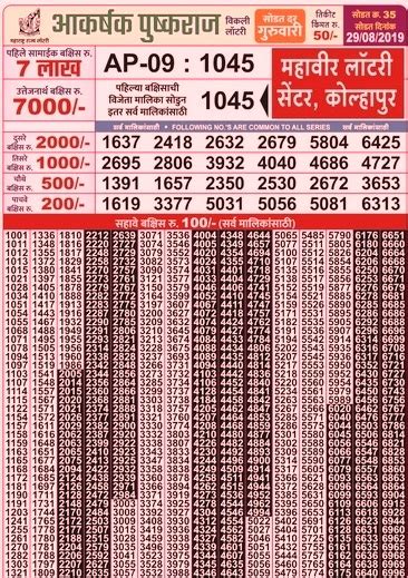 maharashtra akarshak pushkraj weekly draw|Akarshak Pushkraj Lottery Results 29.8.24 Live Draw.
